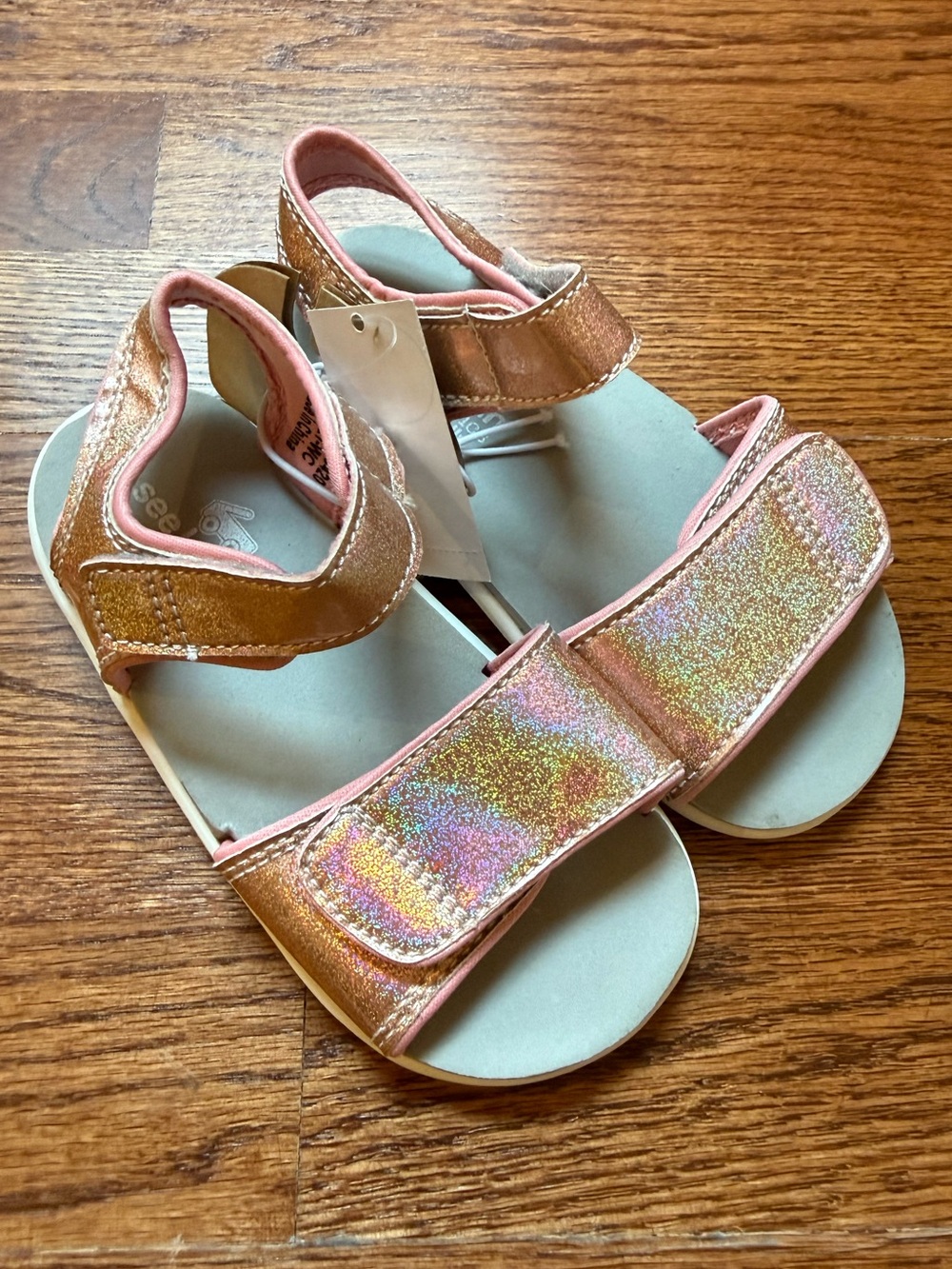 NEW SKR Basics Logan Velcro Sandals in Eose Iridescent Sz 9
